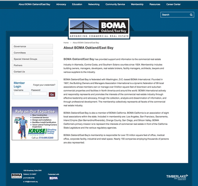 sample image of BOMA's old website